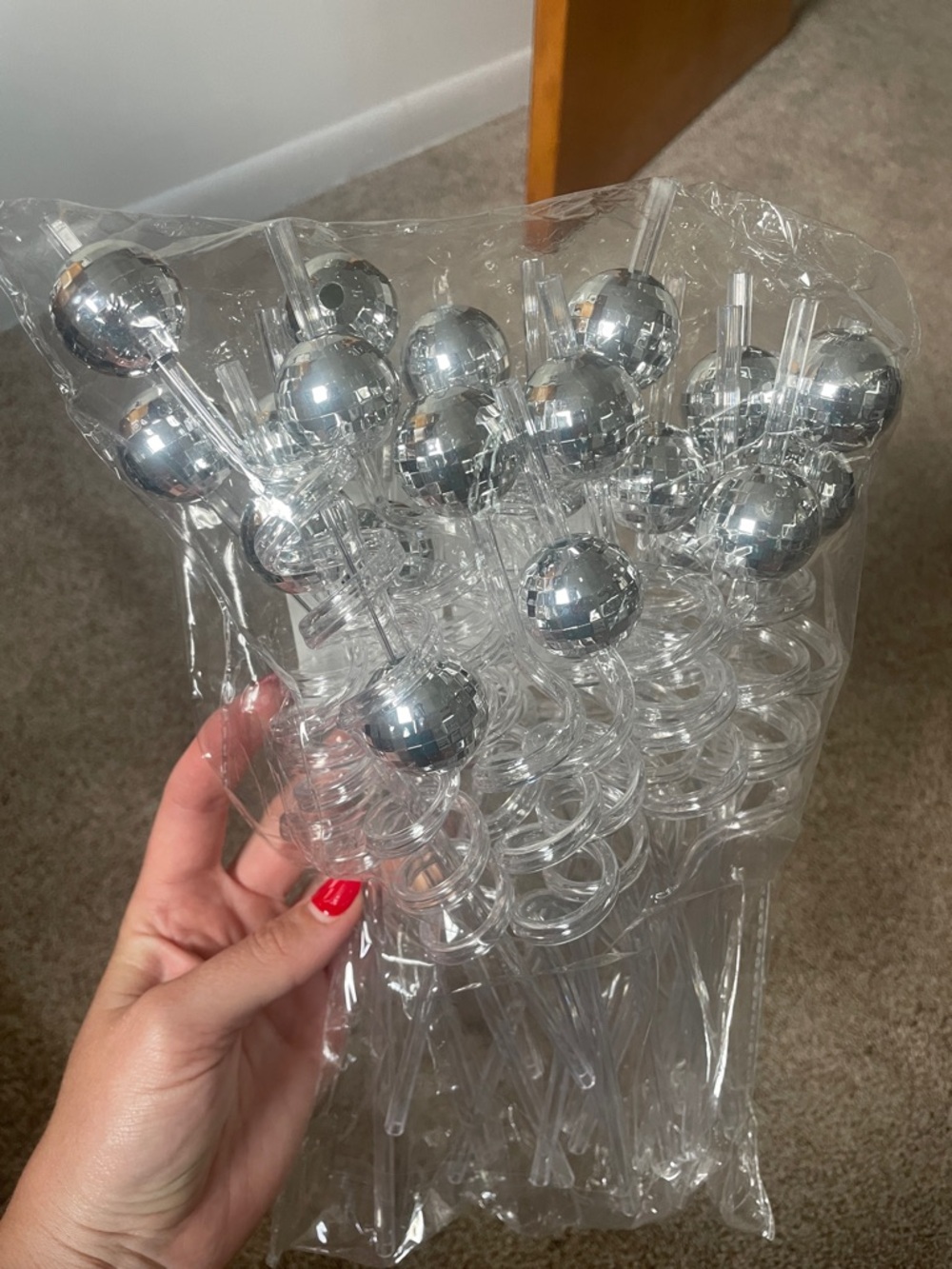 Silver Disco Ball Cocktail Straws - Bachelorette